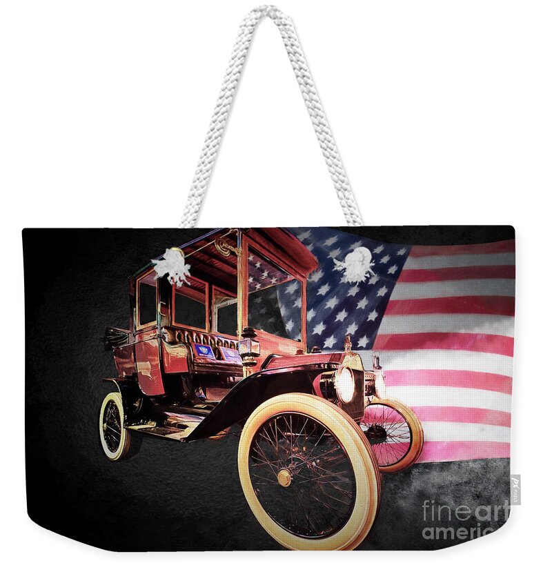 Antique Auto Weekender Tote Bag featuring the digital art From Past to Present by Georgianne Giese