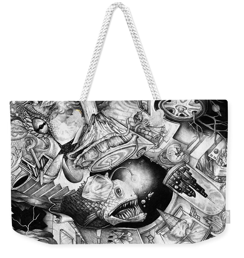 Mind Weekender Tote Bag featuring the drawing From the Mind 1 by Aaron Spong