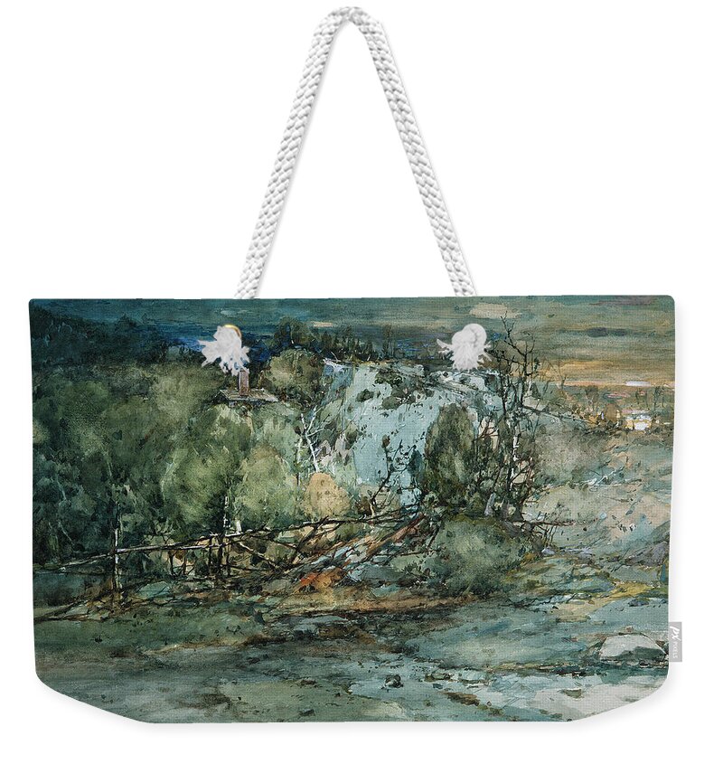 19th Century Art Weekender Tote Bag featuring the drawing Frontier Cabin by William Louis Sonntag