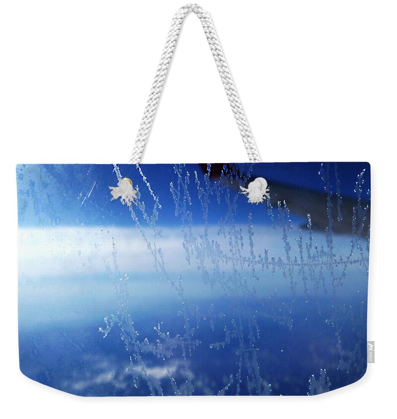Abstract Weekender Tote Bag featuring the photograph Frost on Window by Fei A