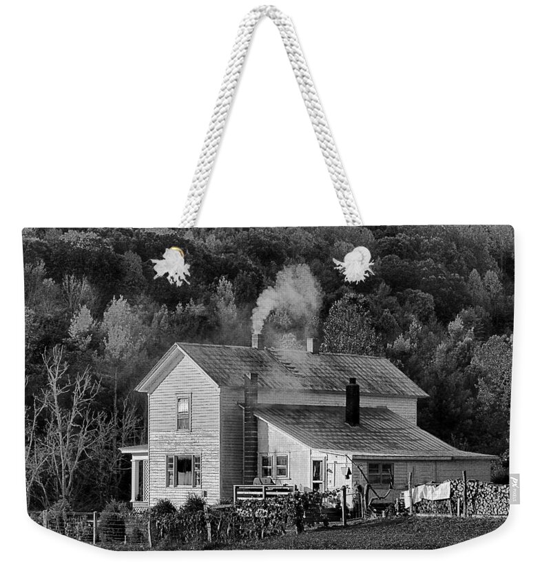 Farm House Weekender Tote Bag featuring the photograph Frosty Morning by Denise Romano