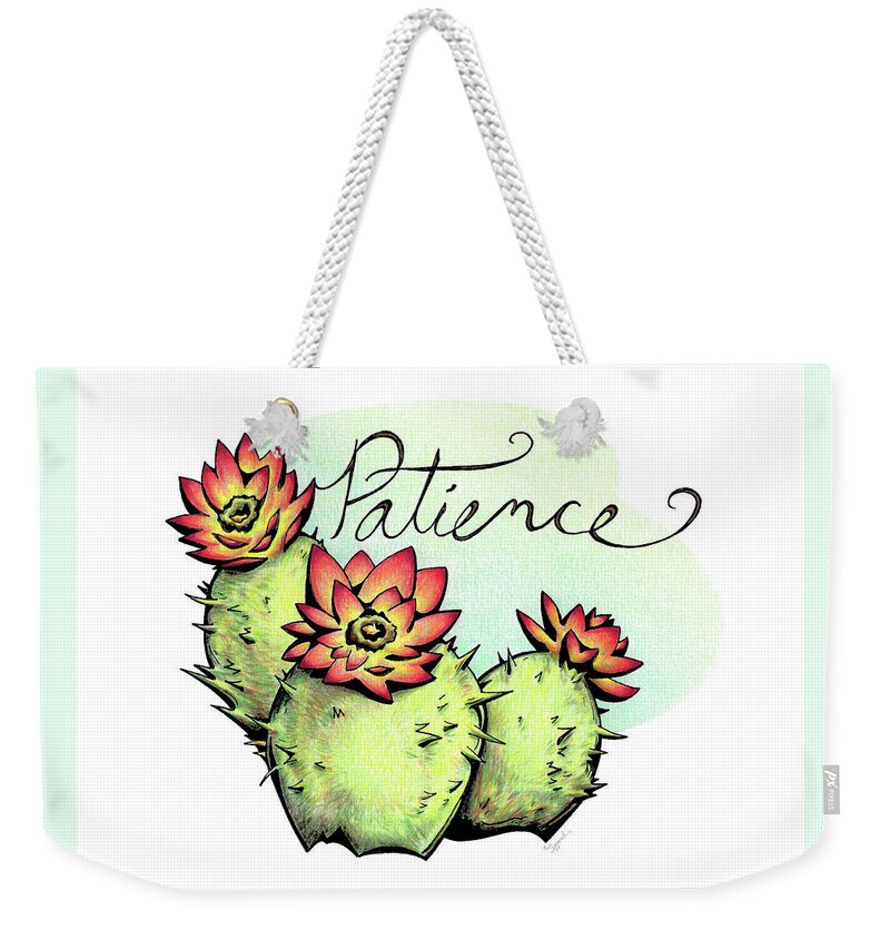 Nature Weekender Tote Bag featuring the drawing Inspirational Flower CACTUS by Sipporah Art and Illustration