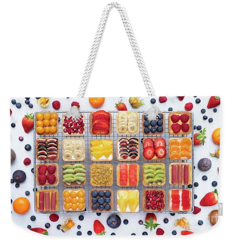 Fruit Tarts Weekender Tote Bag featuring the photograph Fruit Squares by Tim Gainey