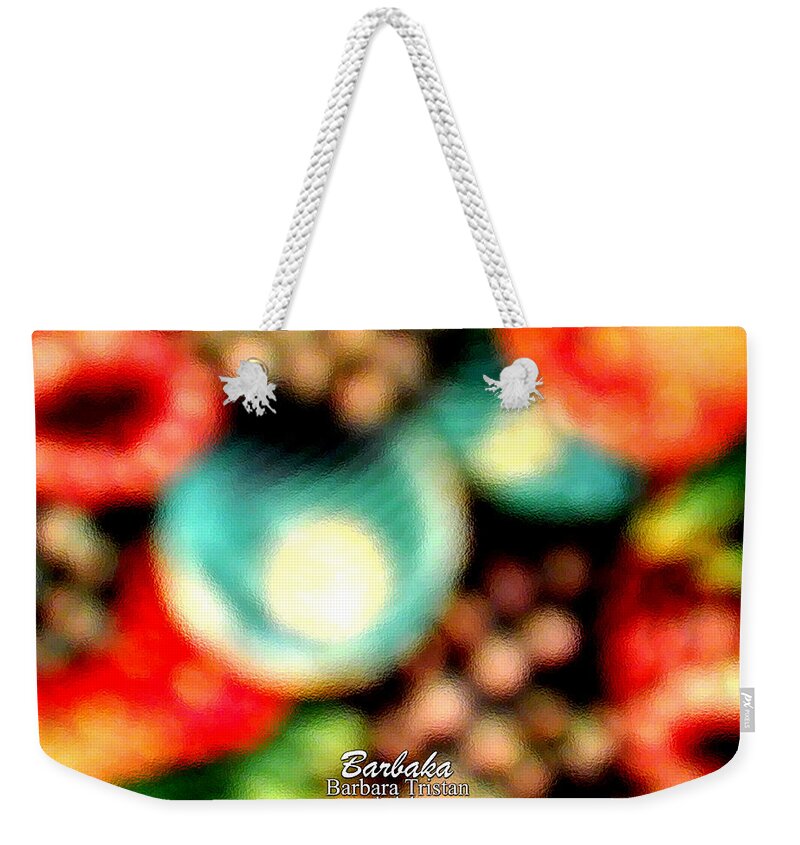Fruit Sticker Weekender Tote Bag featuring the photograph Fruit Sticker by Barbara Tristan