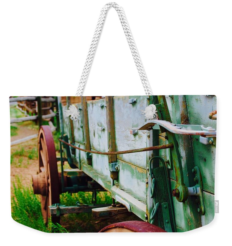  Weekender Tote Bag featuring the photograph Fruita Farm Wagon by Matthew Justis