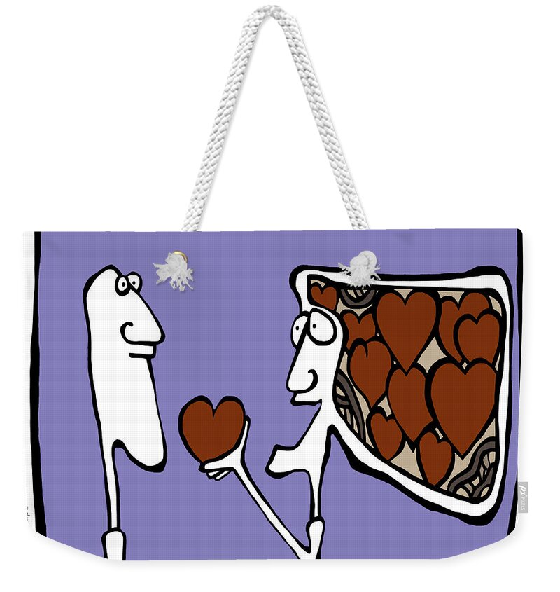 Face Up Weekender Tote Bag featuring the drawing Have Some by Dar Freeland