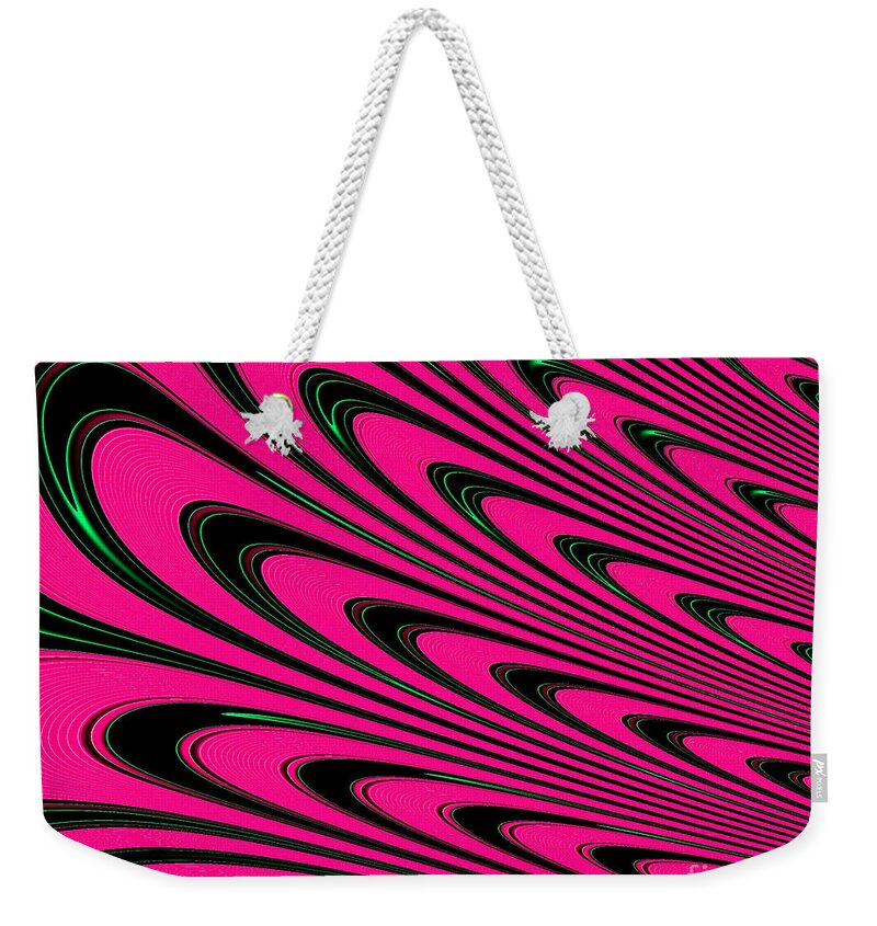 Fuchsia Peacock Feathers Fractal Weekender Tote Bag featuring the digital art Fuchsia Peacock Feathers Fractal by Rose Santuci-Sofranko