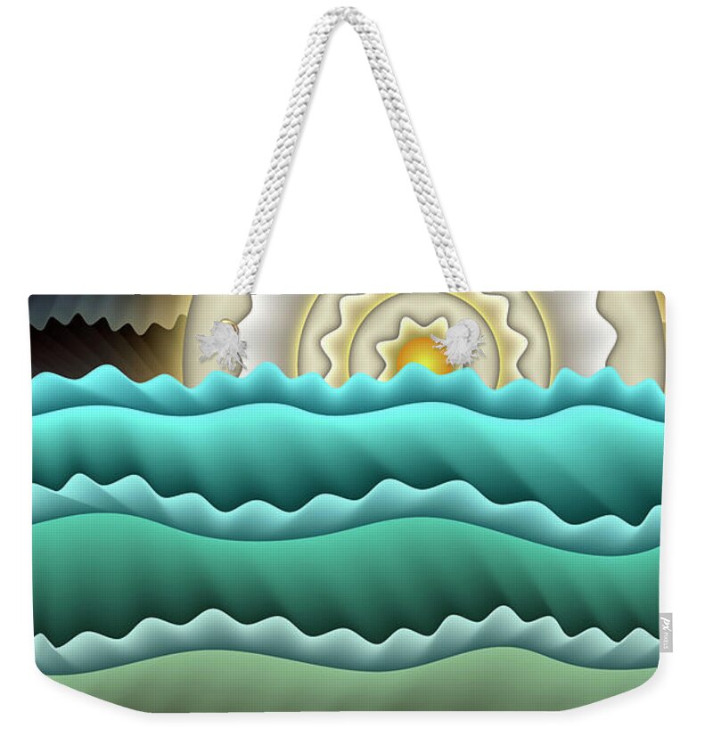 Water Weather Storms And The Sea Weekender Tote Bag featuring the digital art Full Moon by Becky Titus