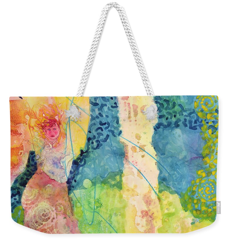 Moon Weekender Tote Bag featuring the painting Full Moon by Lynda Hoffman-Snodgrass