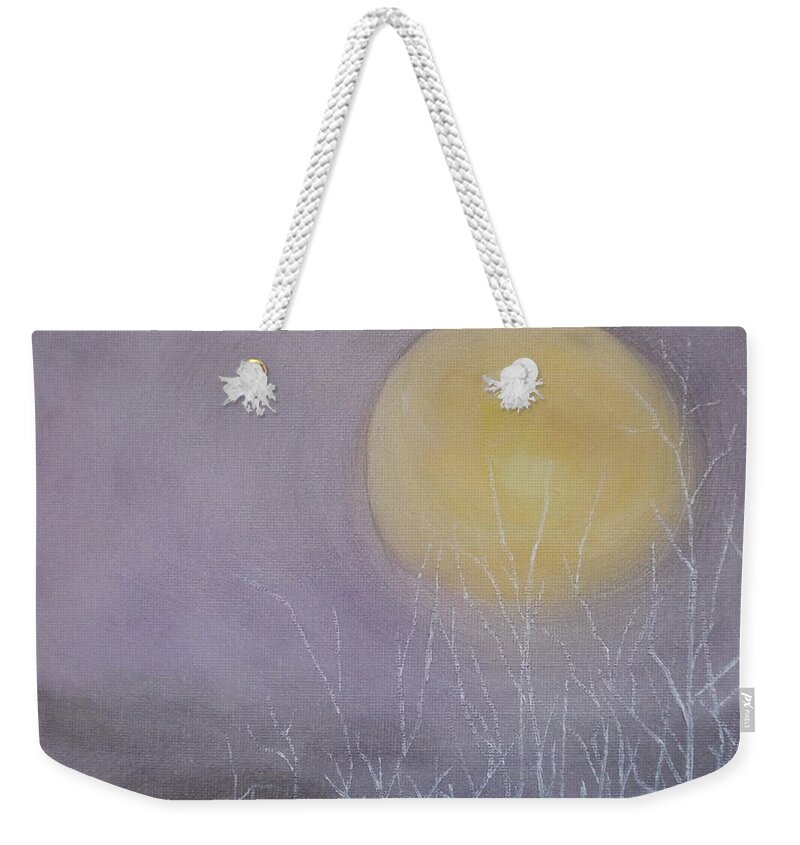 Moon Weekender Tote Bag featuring the painting Full Moon Rising by Judith Rhue
