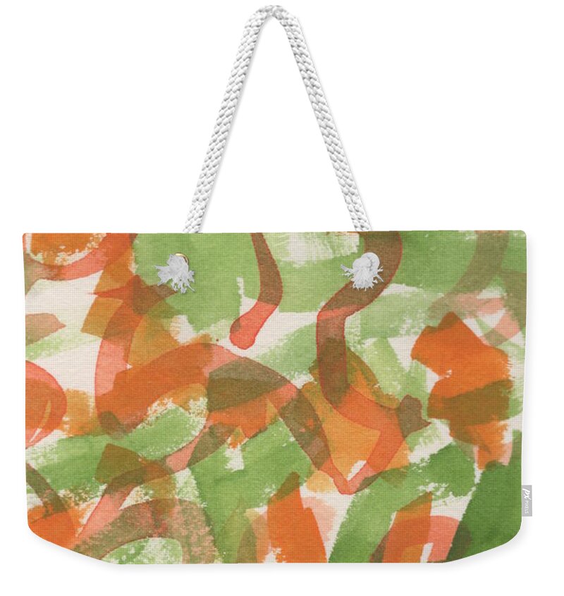 Orange Weekender Tote Bag featuring the painting Full Potential by Marcy Brennan