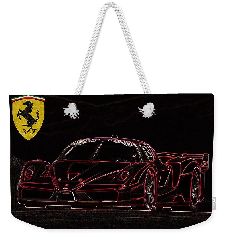 Ferrari Weekender Tote Bag featuring the drawing FXX art 2 by Darrell Foster