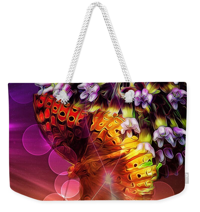 Butterfly Weekender Tote Bag featuring the photograph Galactic Butterfly Effect by Bill and Linda Tiepelman