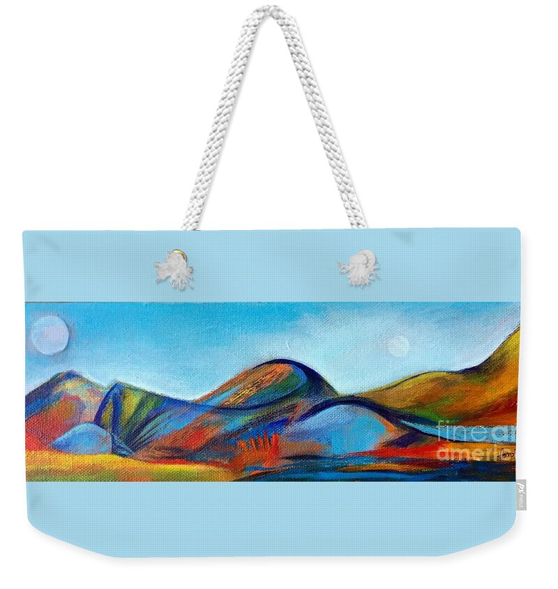 Galaxy Weekender Tote Bag featuring the painting GalaxyScape by Elizabeth Fontaine-Barr