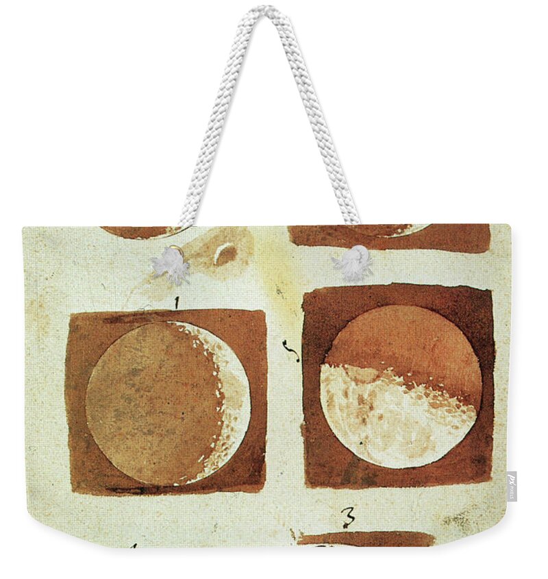 1610 Weekender Tote Bag featuring the painting Galileo - Moon by Granger