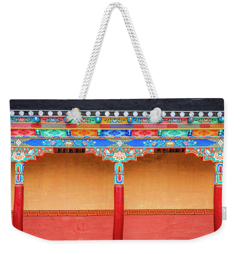 Asia Weekender Tote Bag featuring the photograph Gallery in a Buddhist monastery by Alexey Stiop