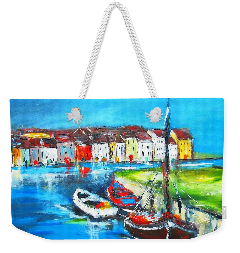 Galway City Weekender Tote Bag featuring the painting Paintings Of Galway City Ireland by Mary Cahalan Lee - aka PIXI