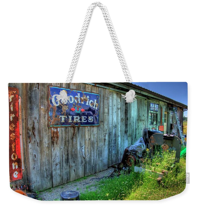 Car Weekender Tote Bag featuring the photograph Garage by Lawrence Christopher