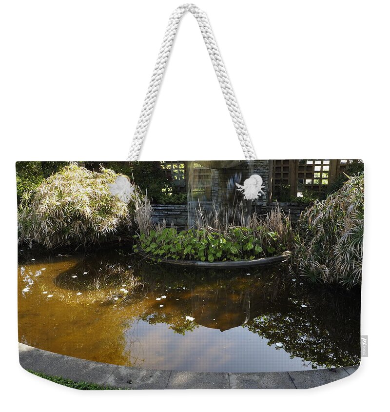 Pond Weekender Tote Bag featuring the photograph Garden Fountain Pond by Richard Thomas