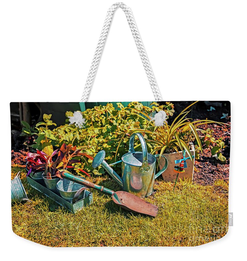 Pot Weekender Tote Bag featuring the photograph Garden Tools by Ariadna De Raadt
