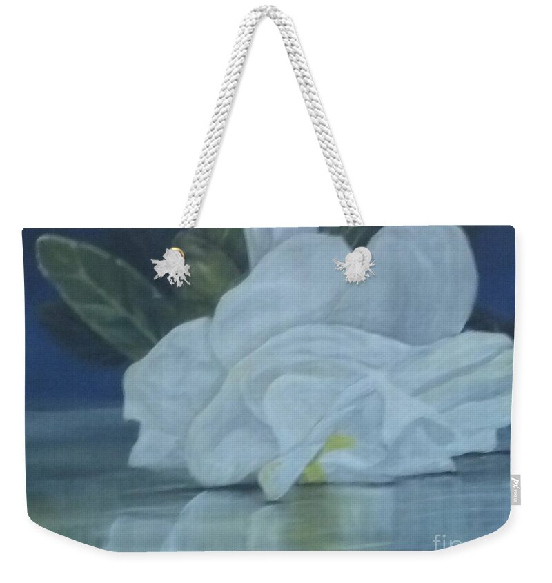 Gardenia Weekender Tote Bag featuring the painting Gardenia by Saundra Johnson