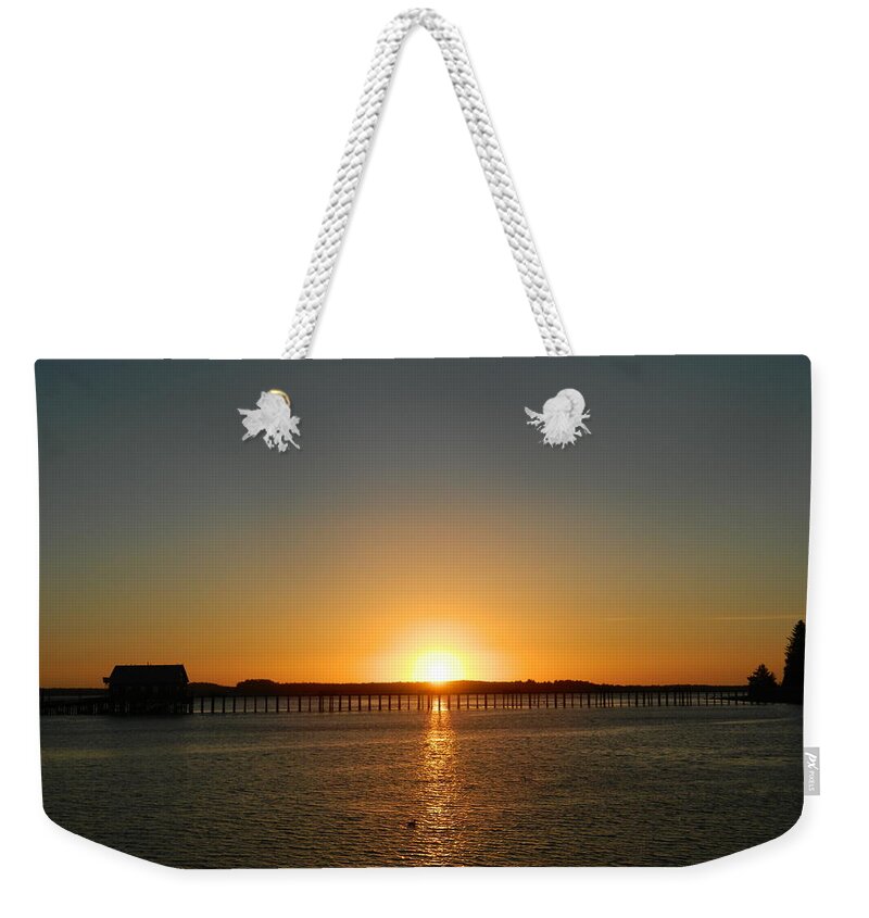 Nature Weekender Tote Bag featuring the photograph Garibaldi Pier Sunset by Gallery Of Hope 