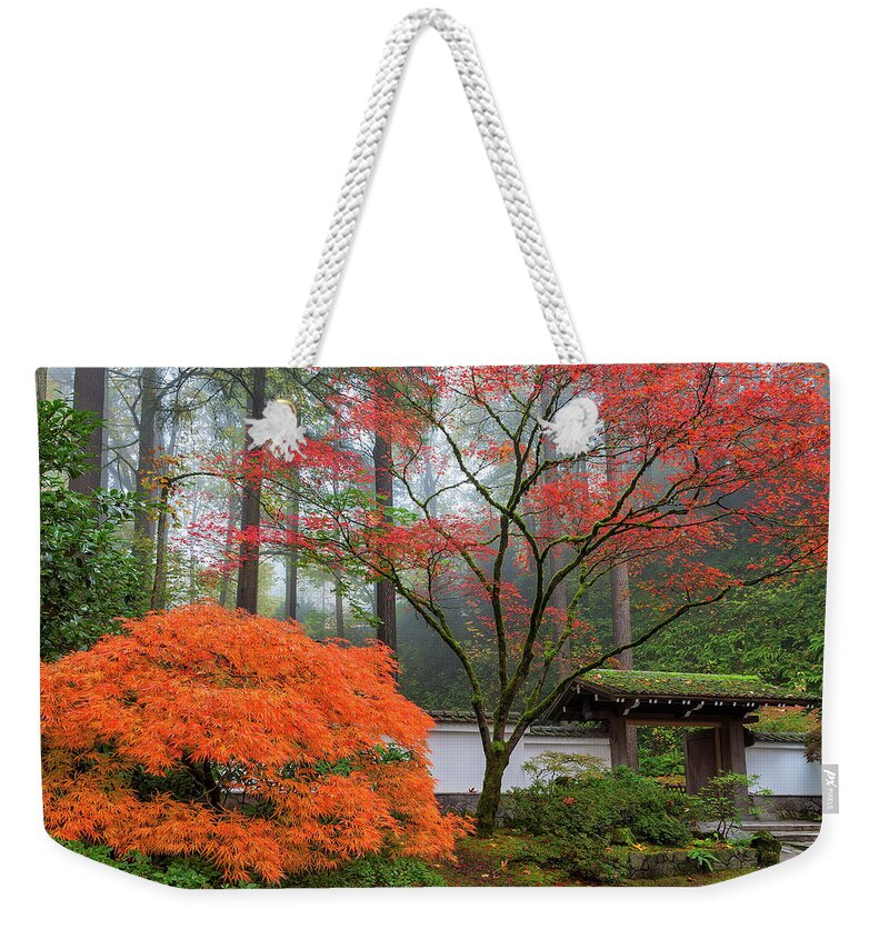Japanese Garden Weekender Tote Bag featuring the photograph Gateway to Portland Japanese Garden by David Gn