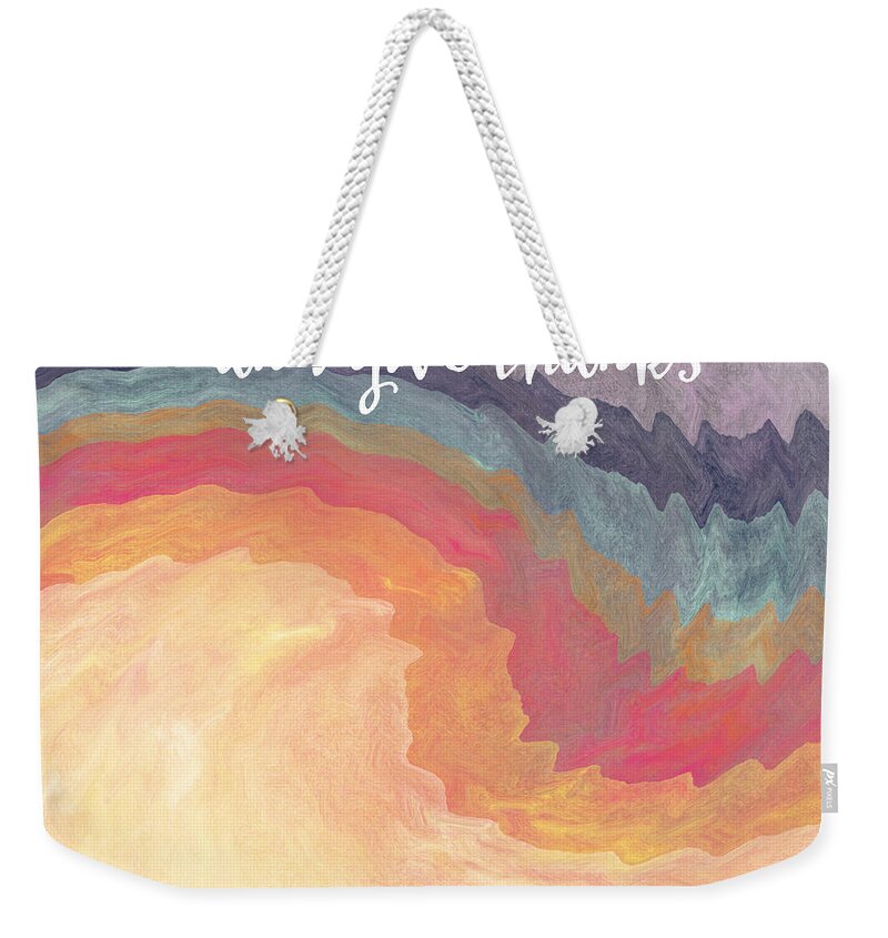 Harvest Weekender Tote Bag featuring the mixed media Gather and Give Thanks- Abstract Art by Linda Woods by Linda Woods
