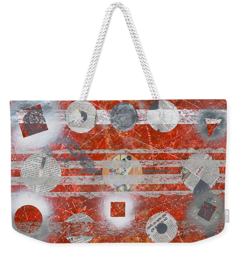 Geometric Weekender Tote Bag featuring the painting Gavlax by Sumit Mehndiratta