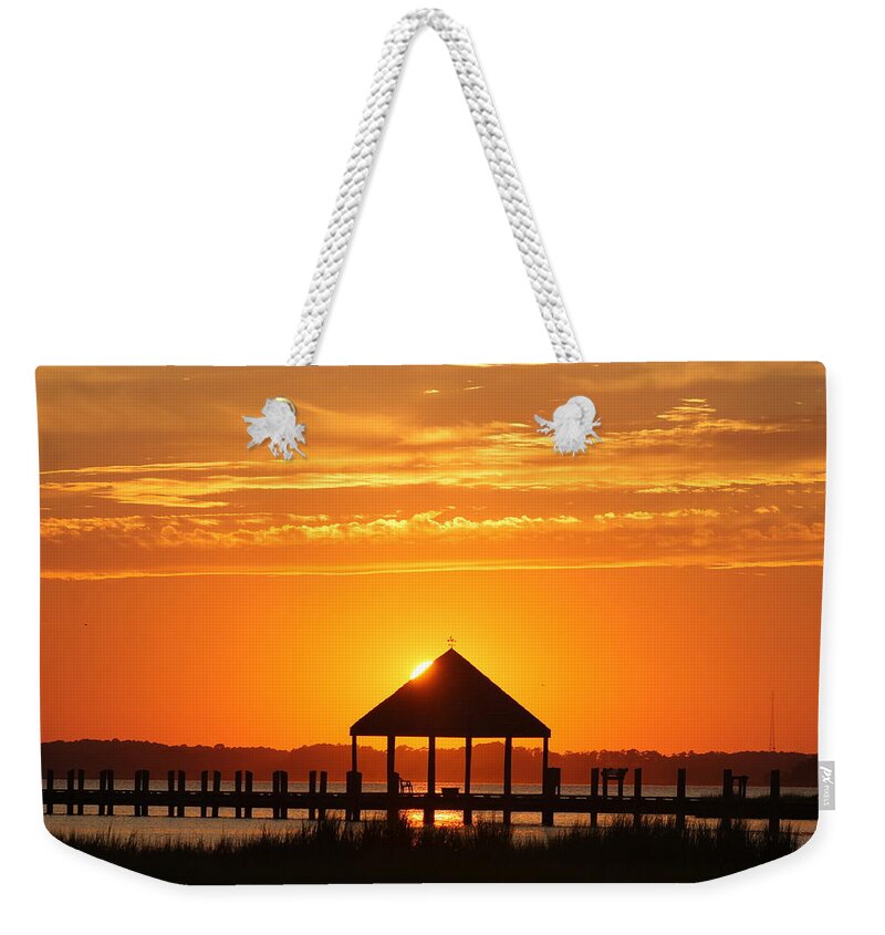 Sun Weekender Tote Bag featuring the photograph Gazebo Sunset by Robert Banach