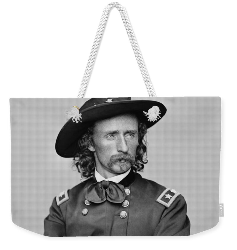 George Armstrong Custer Weekender Tote Bag featuring the photograph General George Armstrong Custer by War Is Hell Store