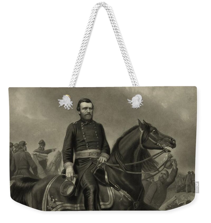 Civil War Weekender Tote Bag featuring the painting General Grant On Horseback by War Is Hell Store