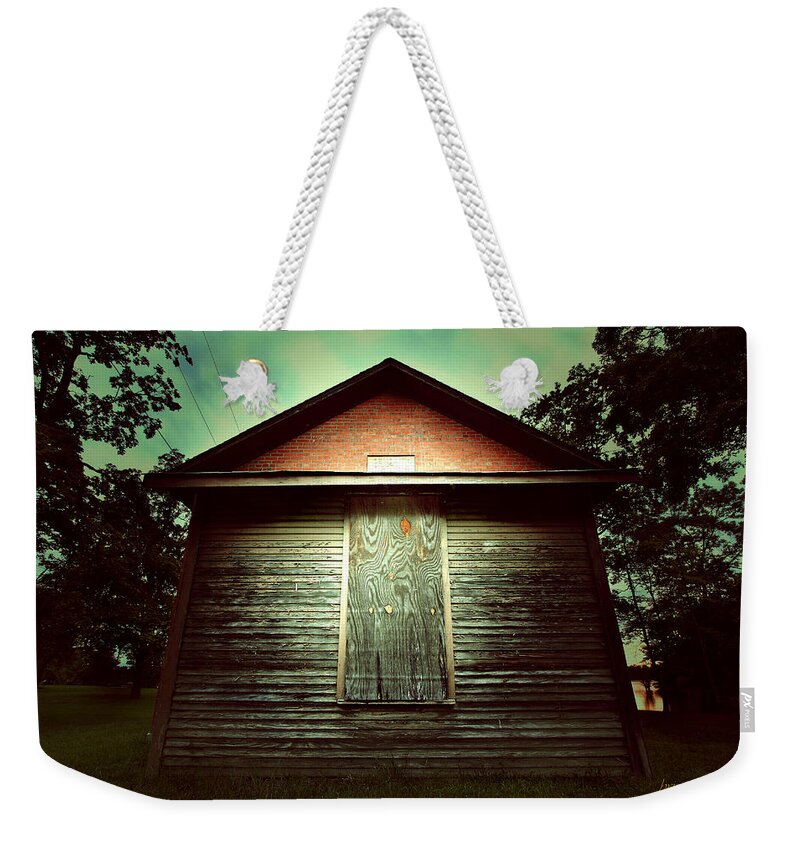 Landscape Weekender Tote Bag featuring the photograph Genoa Schoolhouse by Brian Gustafson
