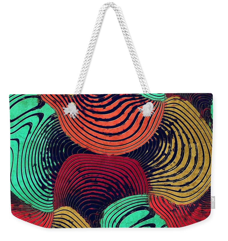 Abstract Weekender Tote Bag featuring the digital art Geometric Gymnastic - w55p20t by Variance Collections