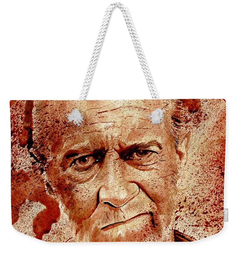 Ryan Almighty Weekender Tote Bag featuring the painting GEORGE CARLIN dry blood by Ryan Almighty