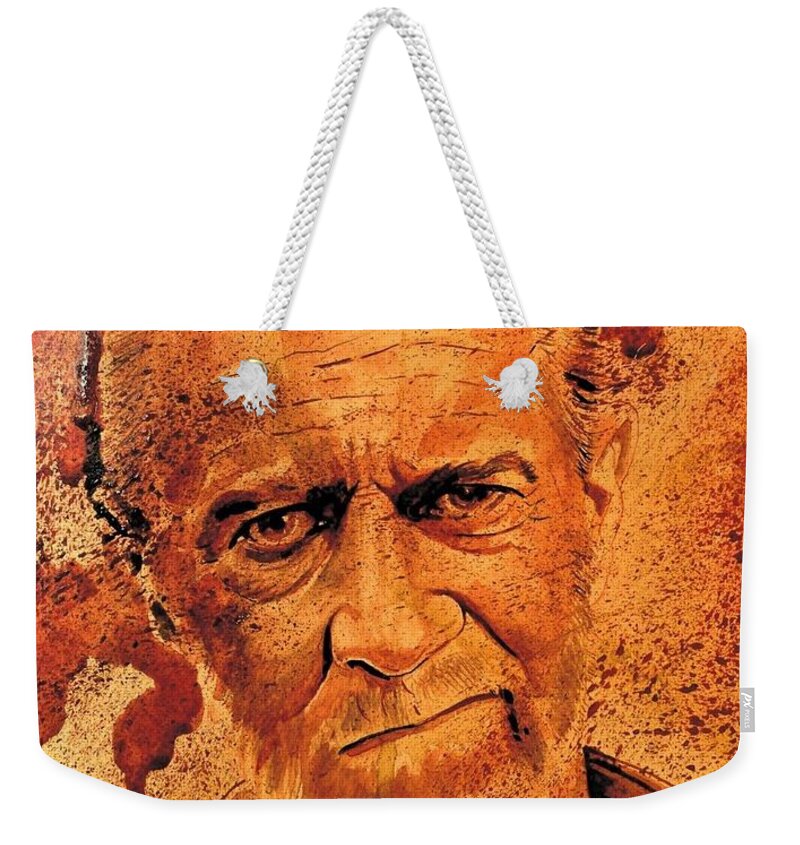 Ryan Almighty Weekender Tote Bag featuring the painting GEORGE CARLIN fresh blood by Ryan Almighty