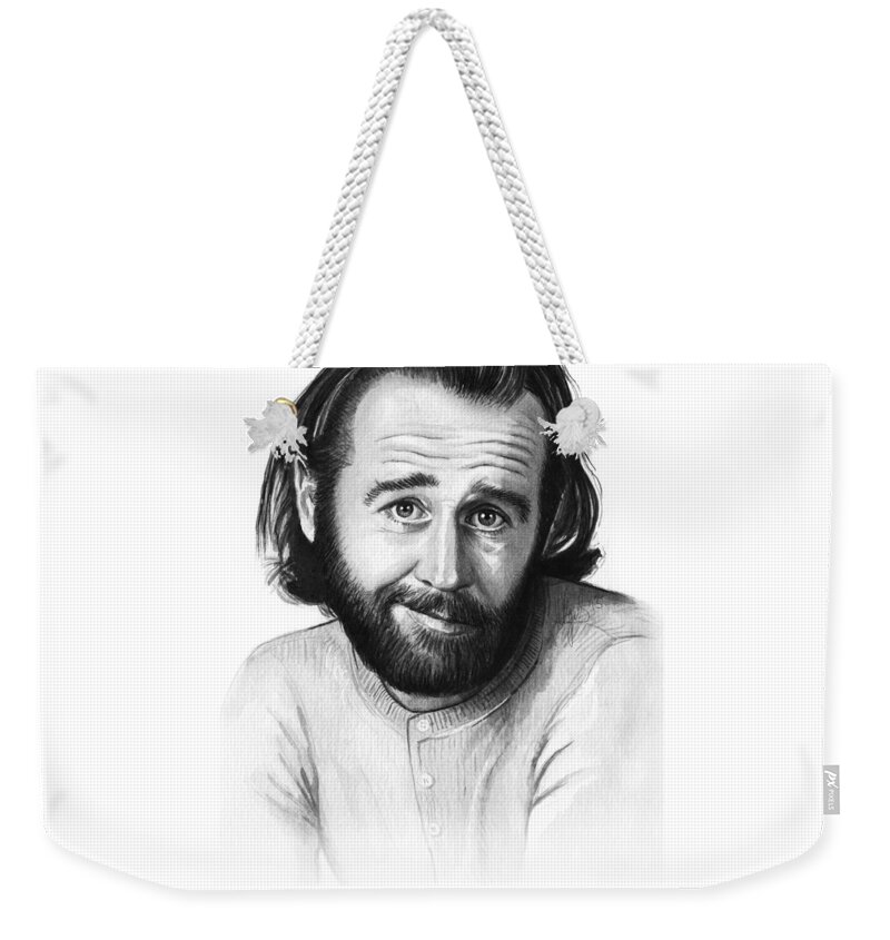 George Carlin Weekender Tote Bag featuring the painting George Carlin Portrait by Olga Shvartsur