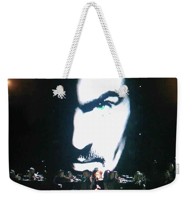 George Michael Weekender Tote Bag featuring the photograph George Michael's Eye Appeal by Toni Hopper