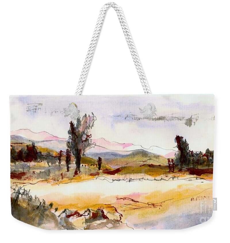 Georgioupolis Weekender Tote Bag featuring the painting Georgioupolis by Karina Plachetka