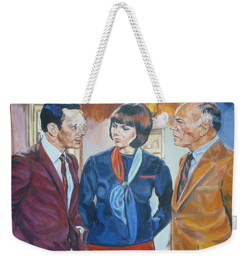 Maxwell Smart Weekender Tote Bag featuring the painting Get Smart by Bryan Bustard