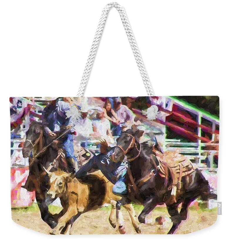 Horses Weekender Tote Bag featuring the digital art Getting Down by Steven Parker