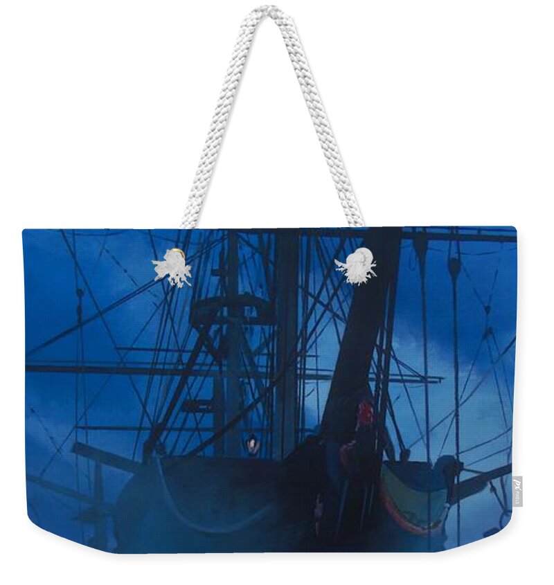 Ship Weekender Tote Bag featuring the painting Ghost by Terence R Rogers