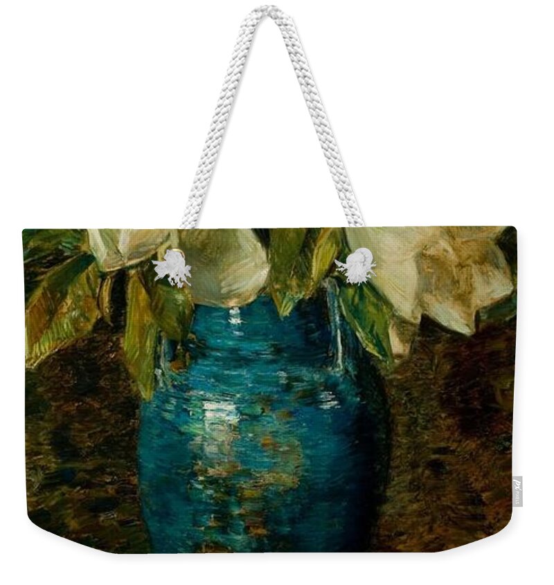Giant Magnolias Weekender Tote Bag featuring the painting Giant Magnolias by Childe Hassam