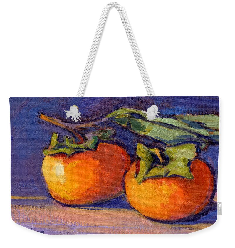 Persimmon Weekender Tote Bag featuring the painting Gift of Fall 2 by Konnie Kim