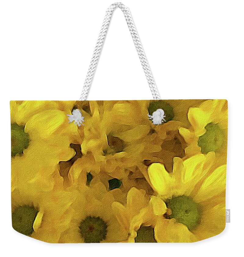 Daisies Weekender Tote Bag featuring the painting Gift of Love by Marian Lonzetta