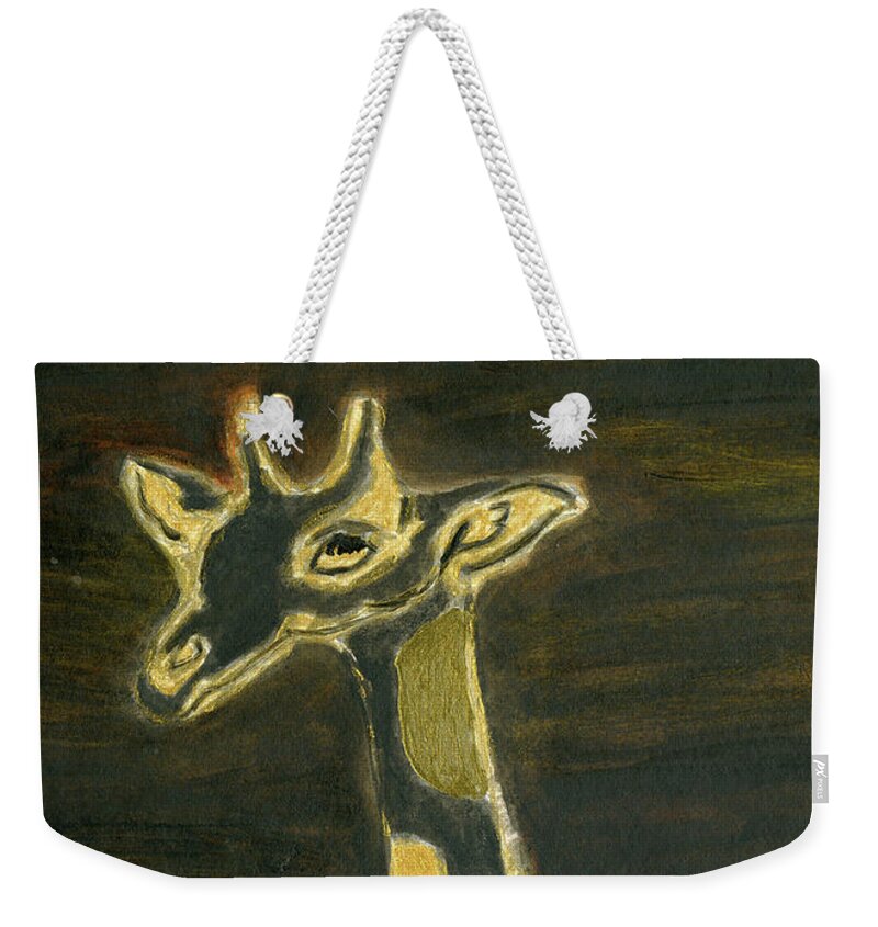 Giraffe Weekender Tote Bag featuring the painting Giraffe Metallica by Stephanie Agliano