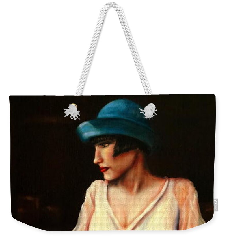Adult Weekender Tote Bag featuring the painting Girl In A Barn by Georgia Doyle