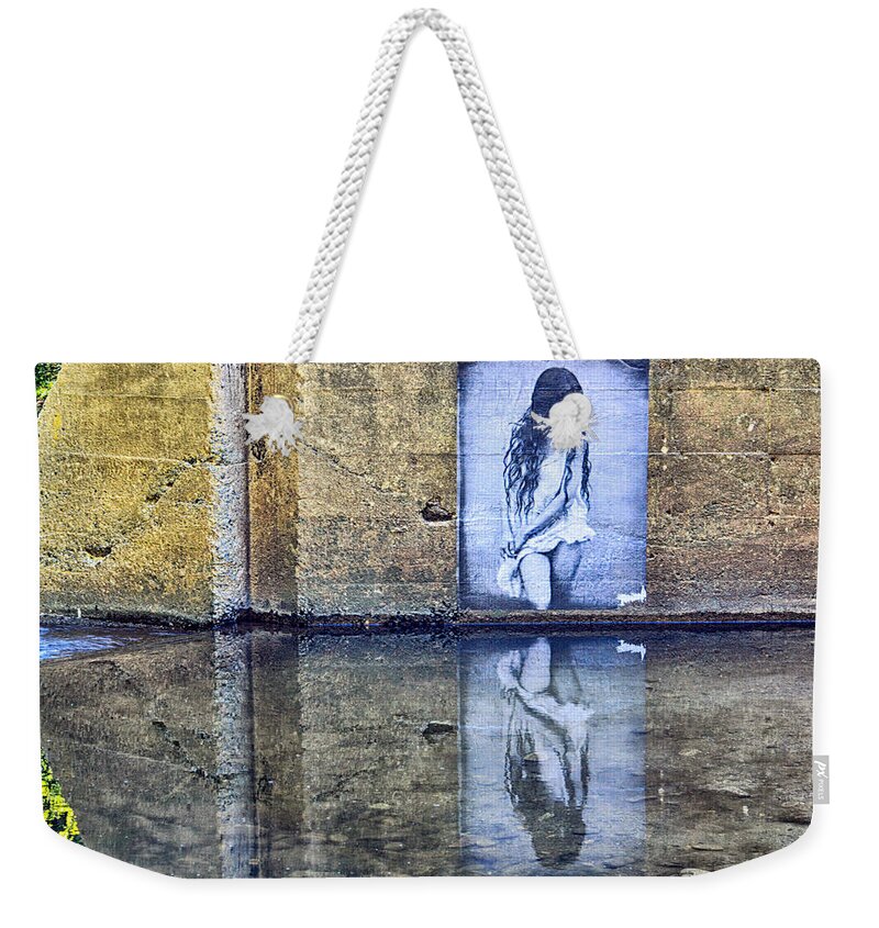 Reflection Weekender Tote Bag featuring the photograph Girl in the Mural by AJ Schibig