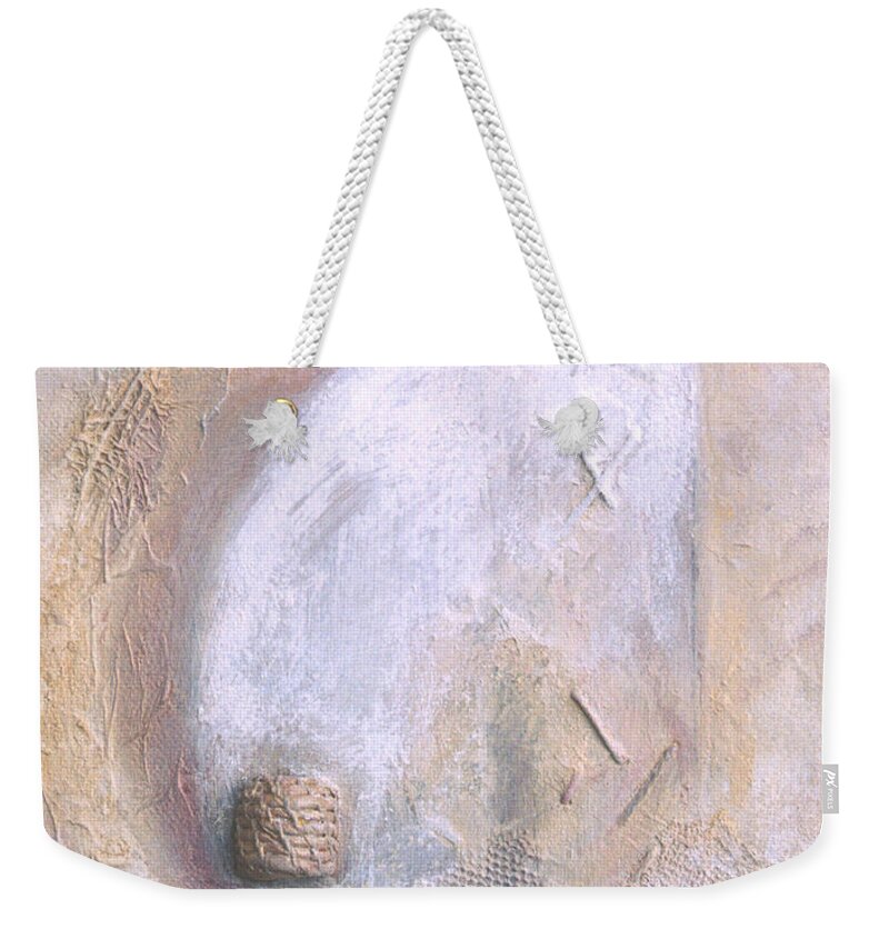 Collage Weekender Tote Bag featuring the painting Give and Receive by Kerryn Madsen-Pietsch