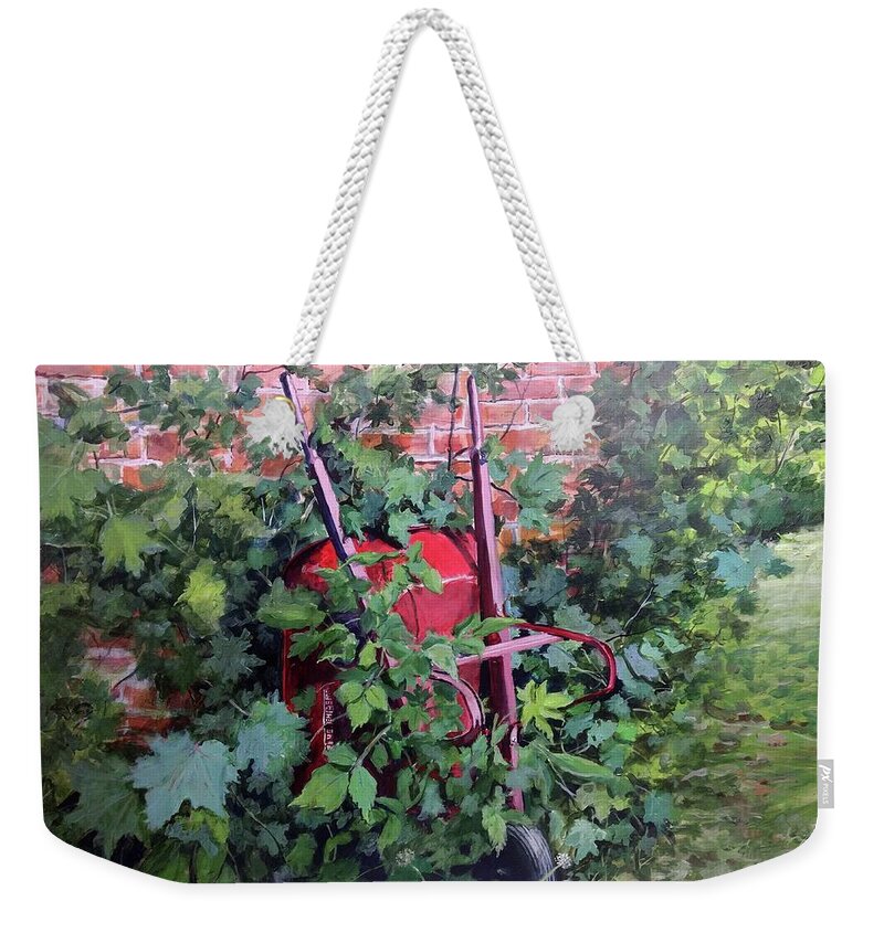 Wheelbarrow Weekender Tote Bag featuring the painting Give And Take by William Brody